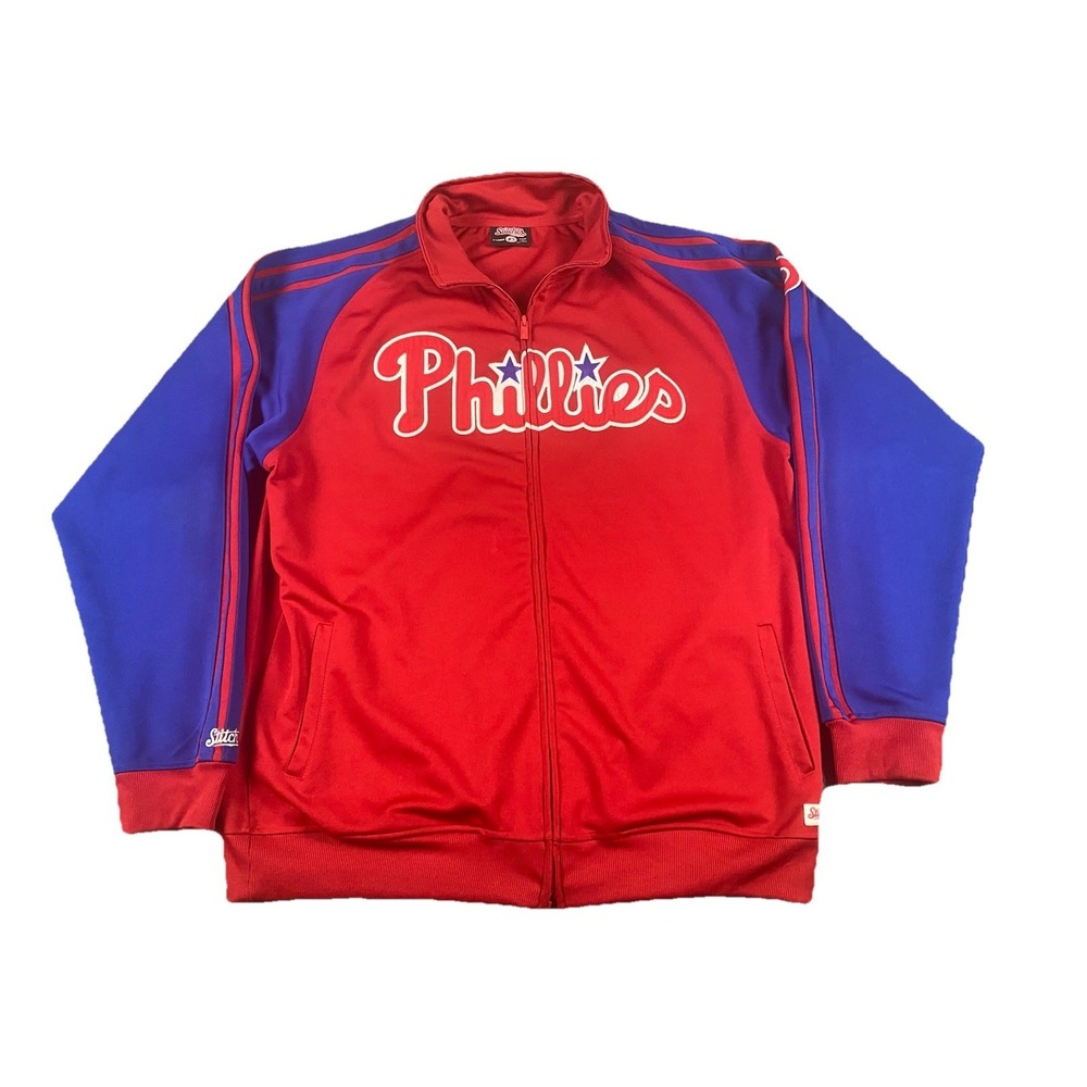 Stitches Jacket Philadelphia Phillies Men's Size XL Red Blue Thick Stripes Logo